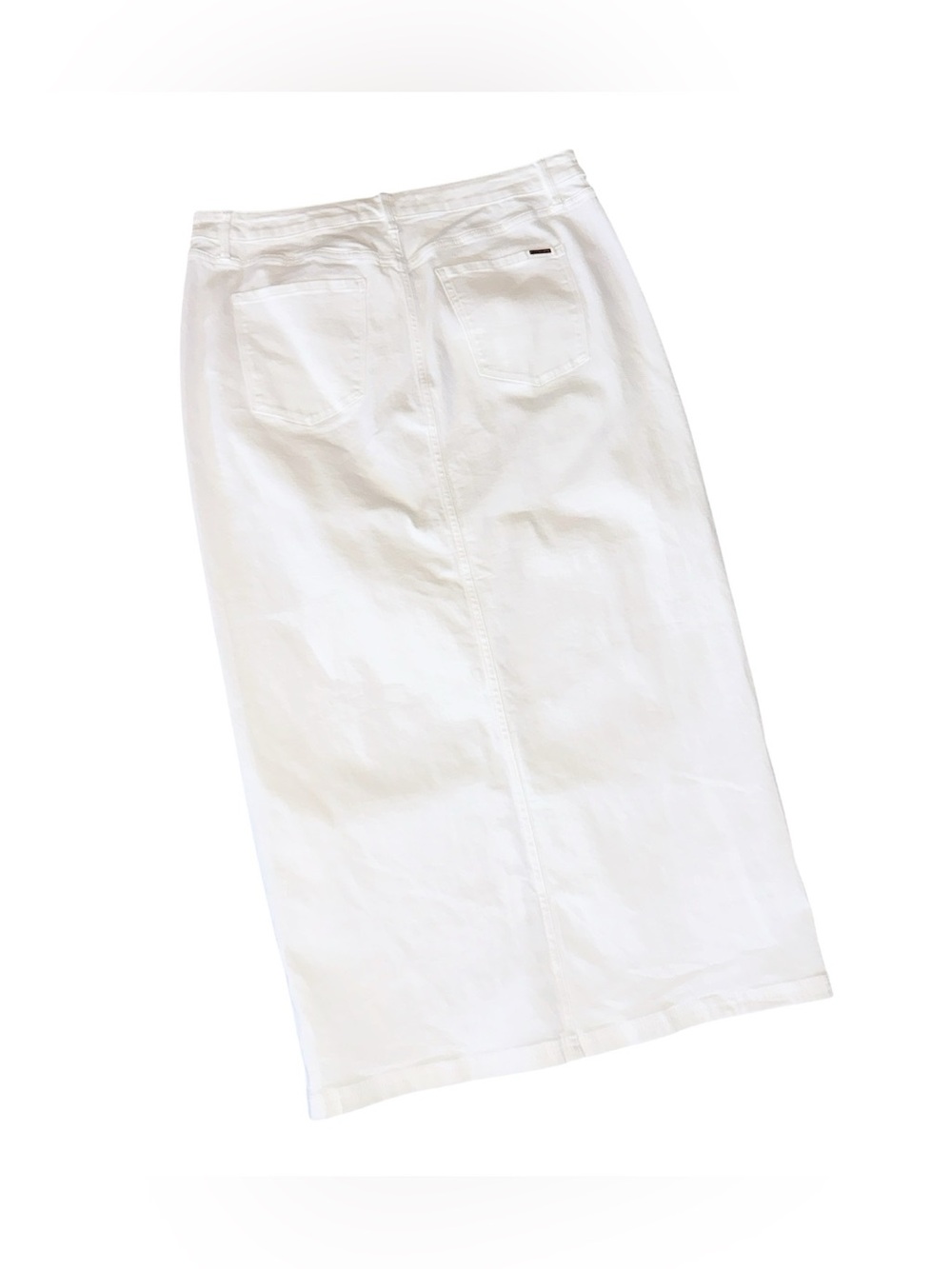 NWT White House Black Market White Denim Maxi Skirt SZ-14 Pockets - Picture 9 of 10
